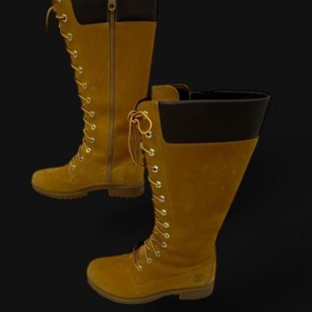 Timberland 14 inch Yellow laceup nubuck leather waterproof knee high boots sz 10